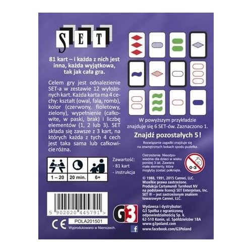 Set - rodzinna gra karciana Gry dla jednego gracza G3 Set - rodzinna gra karciana Gry dla jednego gracza G3