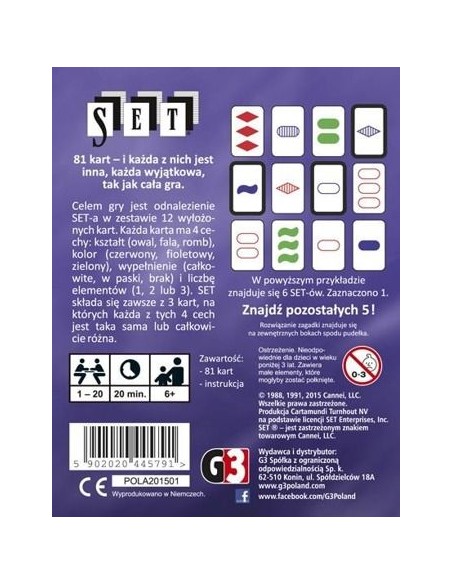 Set - rodzinna gra karciana Gry dla jednego gracza G3 Set - rodzinna gra karciana Gry dla jednego gracza G3