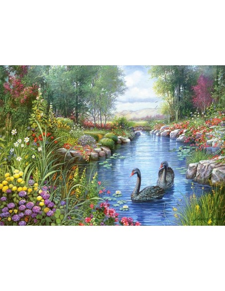 Puzzle 1500 el. Czarne łabędzie Malarstwo Castorland