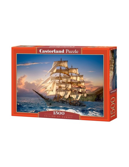 Puzzle 1500 el. Zachód słońca na żaglach Marynistyka Castorland