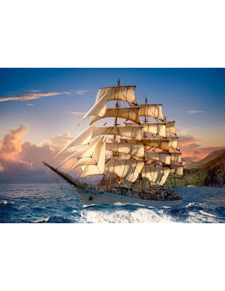 Puzzle 1500 el. Zachód słońca na żaglach Marynistyka Castorland