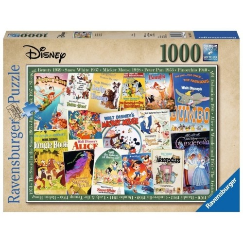 Puzzle 1000 el. Filmowe Plakaty Disneya Komiksy Ravensburger