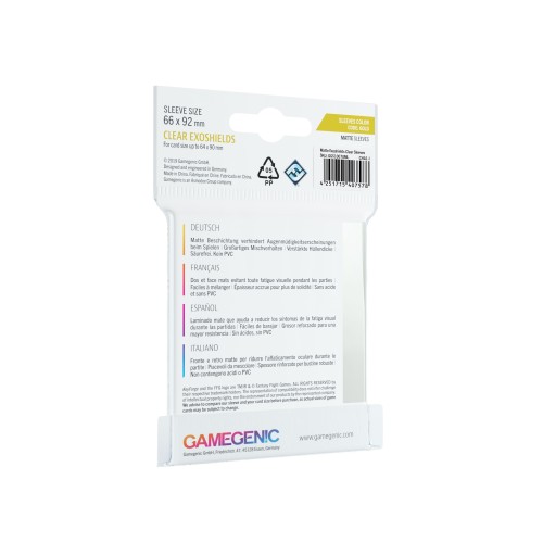 Koszulki na karty Gamegenic: Matte KeyForge Exoshields Clear (64x90 mm), 40 sztuk Gamegenic Gamegenic