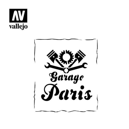 Szablon ST-LET001 Vintage Garage Sign Szablony modelarskie Vallejo