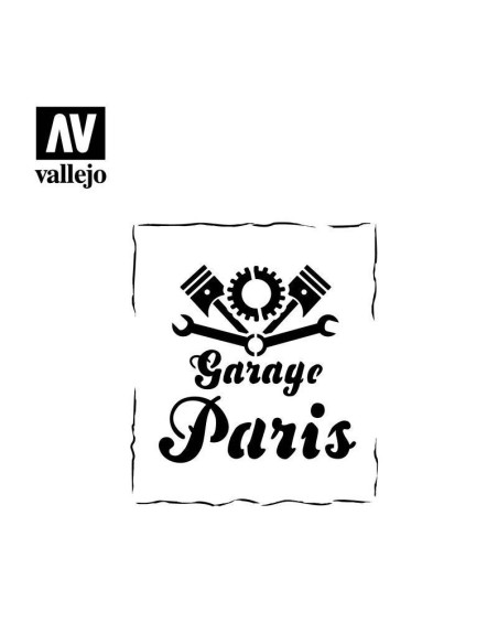 Szablon ST-LET001 Vintage Garage Sign Szablony modelarskie Vallejo