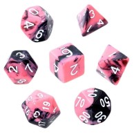Komplet kości REBEL RPG - Dwukolorowe - Różowo-czarne (białe cyfry) Dwukolorowe Rebel