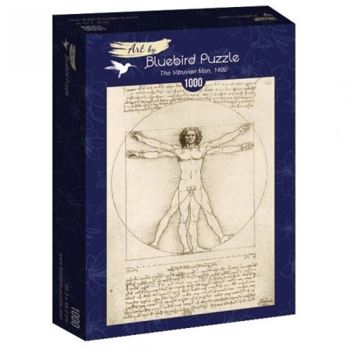 Puzzle 1000 Człowiek Witruwiański, Leonardo Da Vinci Malarstwo bluebird puzzle