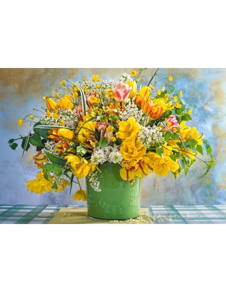 Puzzle 1000 el. Spring Flowers in Green Vase Martwa Natura Castorland