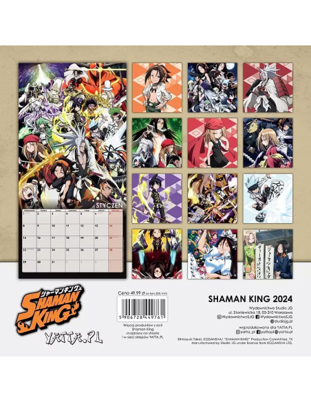 Shaman King - Kalendarz ścienny 2024