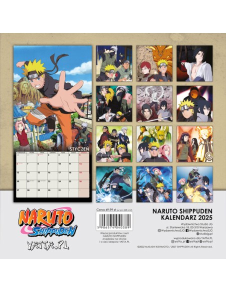 Naruto Shippuden - kalendarz ścienny 2025