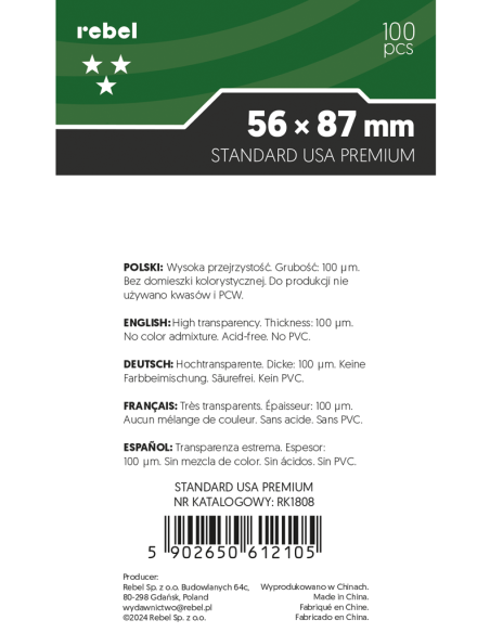 Koszulki na karty Rebel Premium Crater (56x87 mm), 100 sztuk