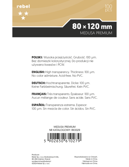 Koszulki na karty Rebel Premium Libra (80x120 mm), 100 sztuk