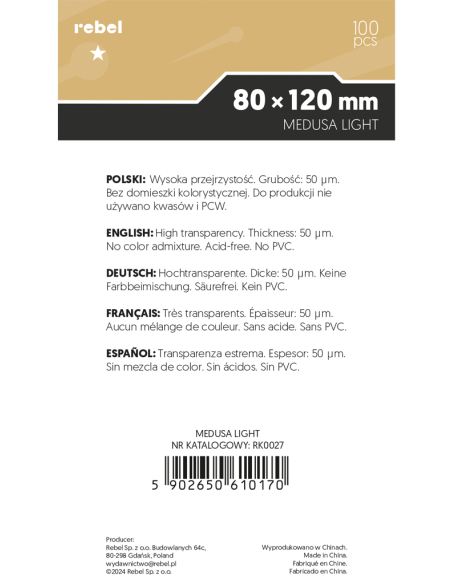 Koszulki na karty Rebel Light Libra (80x120 mm), 100 sztuk