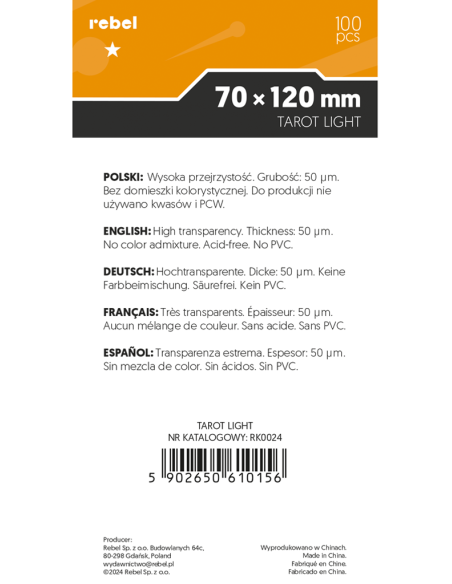 Koszulki na karty Rebel Light Auriga (70x120 mm), 100 sztuk