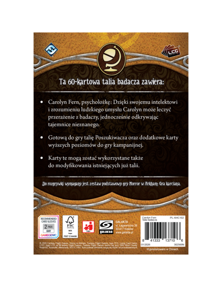 Horror w Arkham LCG: Carolyn Fern - talia początkowa